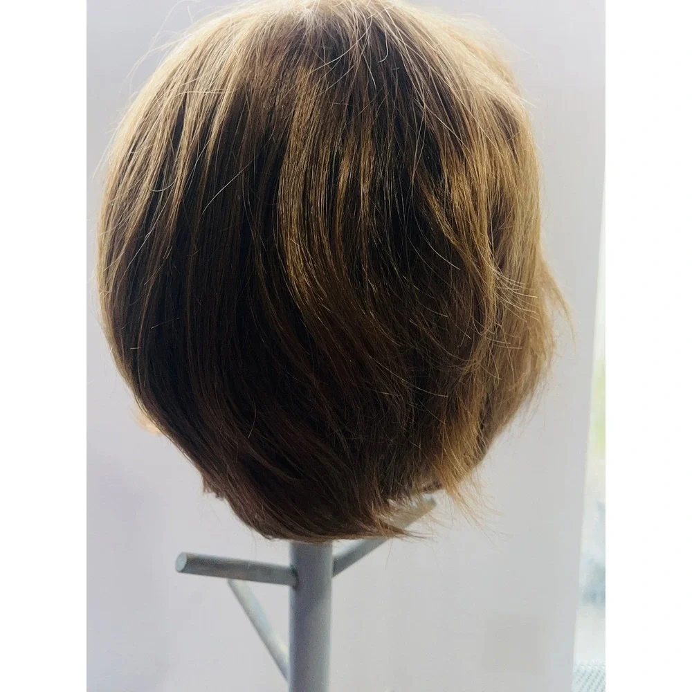 Paula Young Short Layered Bob Wig Bangs Gold Honey Blonde Synthetic Classic Cap